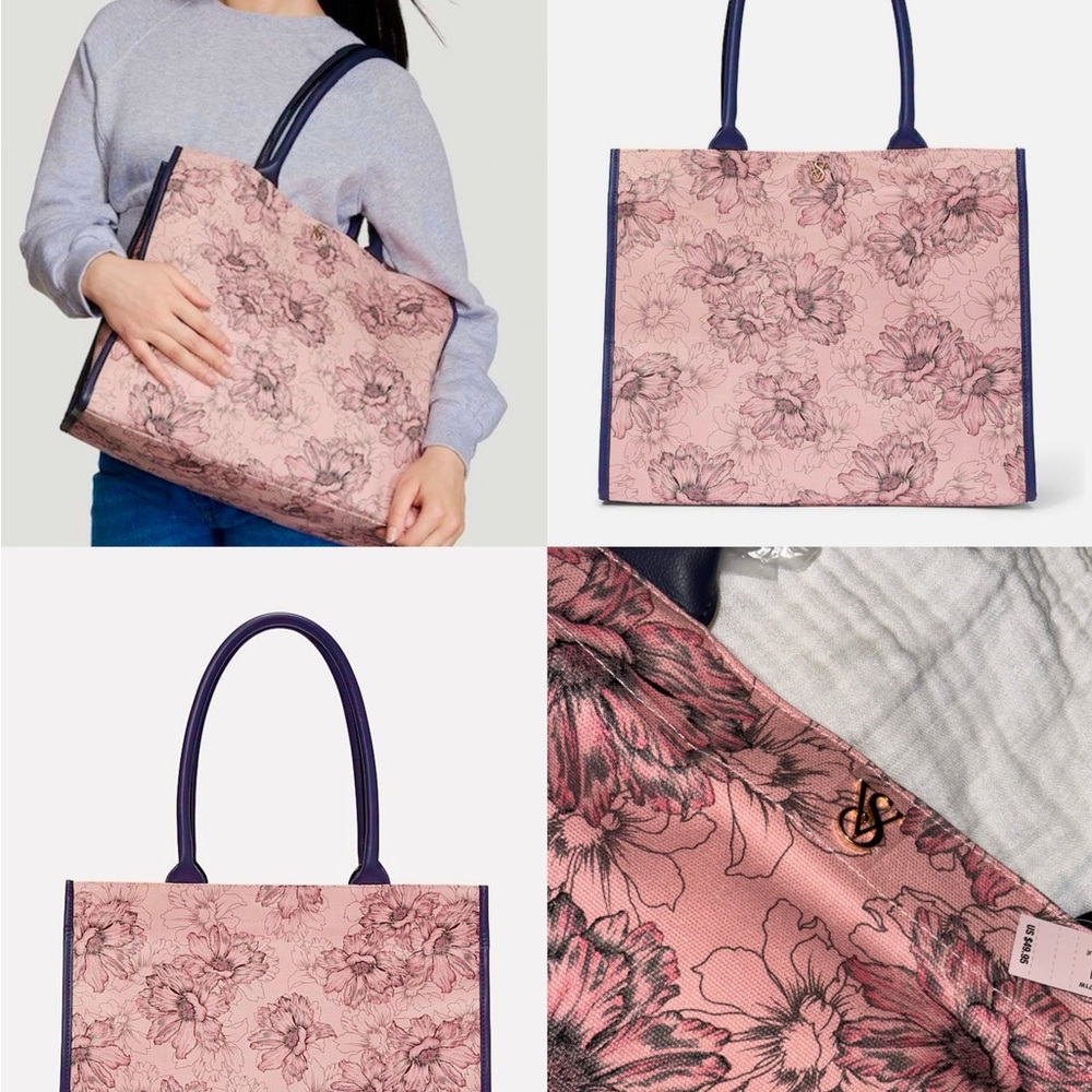 Victoria's Secret Pink Floral Tote with Black Accents